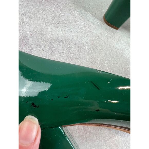 J. Crew Factory Green Heels with Light Green Toe Cap - Picture 12 of 16